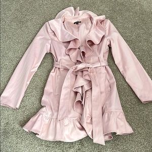 Pink silky fashion trench coat